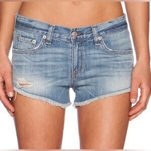 Rag & Bone Y2K Low-Rise Distressed Cut-Off Denim Shorts Size 25 Blue Summer